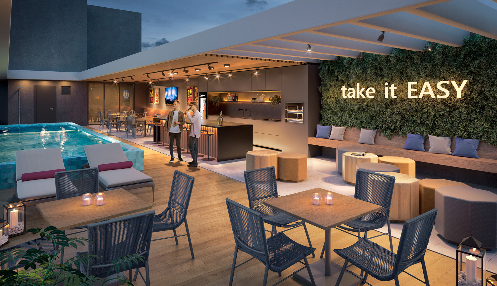 Perspectiva Ilustrada do Lounge Gourmet