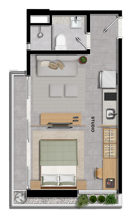 Planta Studio Tipo 02