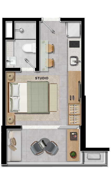 Planta Studio Tipo 03 e 06